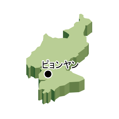 朝鮮民主主義人民共和国無料フリーイラスト｜首都名・立体(緑)
